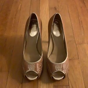 Cole Haan leather peep-toe platform pumps